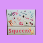 Gavebox Squeeze med 6 stresslindrende klemmeting inklusiv hjerte squeeze og dyr til børn 3-8 år"